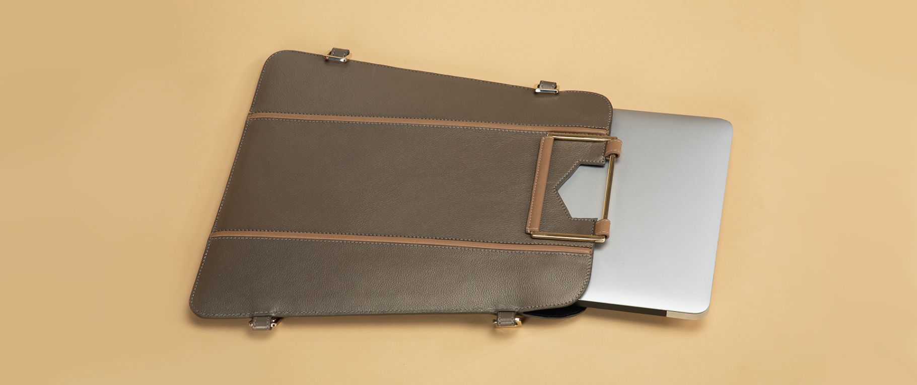 Triad Laptop Bag in Metallic Copper leather