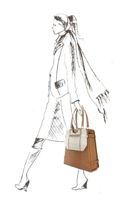 Triad Carry-All shoulder bag with Triad Clutch in gold leather