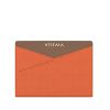 Hand-carry passport case in Smooth Beige & Bright Orange textured leather for both men & women