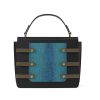 Evening Bag in Premium black leather with Turquoise Blue phone pocket
