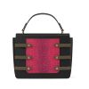 Evening Bag in Premium black leather with Fuchsia Pink phone pocket