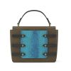 Evening Bag in Metallic Copper leather with Turquoise Blue Phone Pocket