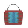 Evening Bag in Hot Chilli Red leather with Turquoise Blue leather Phone Pocket