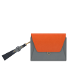 grey orange soft leather small handheld wallet