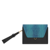 premium leather blue purse with wristlet