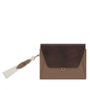 dark brown textured leather sleek wallet for women
