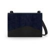 Black & Navy premium leather laptop bag with black crossbody sling