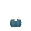 Handheld Clutch Bag in Turquoise Blue Embossed Croc Leather