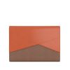 Beige & orange Premium Leather laptop sleeve with flap closure and back phone pocket