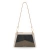 fashionable white & black leather small sling bag for women