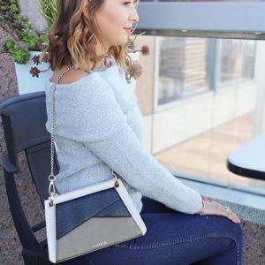 Premium Luxury Leather Beige White Small shoulder sling Handbag