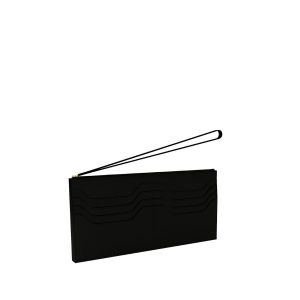 classic black leather card case with wristlet
