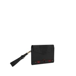 Sleek & compact black leather bag, Crossbody, clutch & wristlet