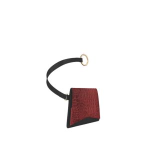 small leather black red petite pouch