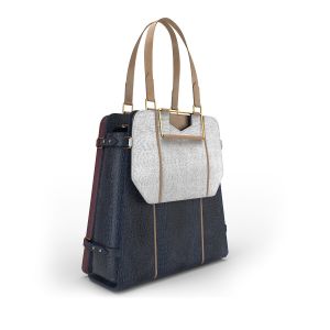 Blue 3in1 premium leather shoulder bag red laptop bag silver clutch