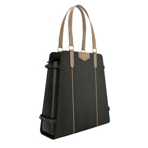 Black Leather Handcrafted Handbags with multiple interior pockets