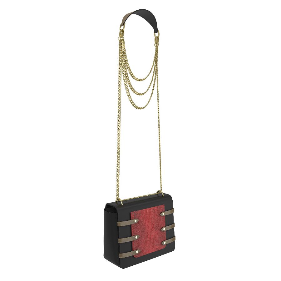 Asteria Playtime Shoulder Bag & Crossbody |Black & Red leather