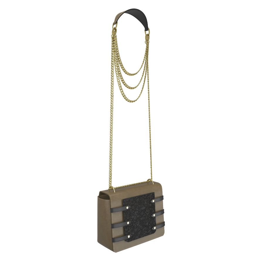 Asteria Shoulder Leather Bag with Metal Sling | Copper