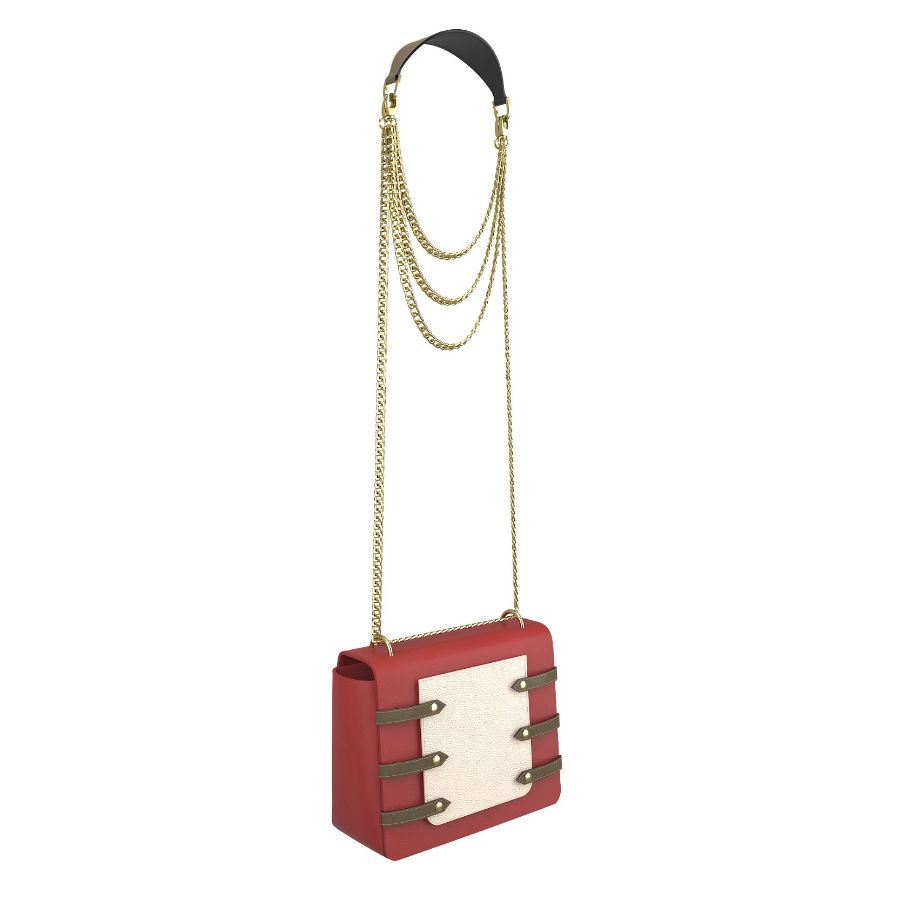 Asteria Crossbody Leather Handbag | Red & White