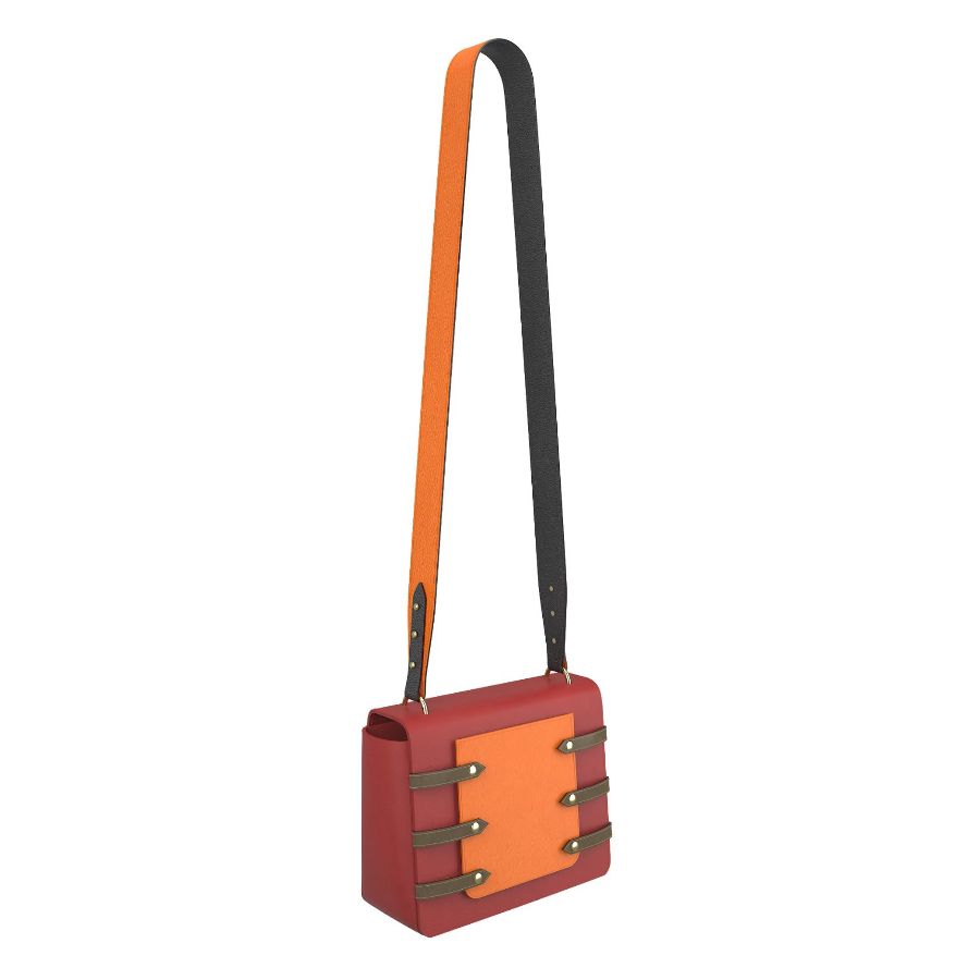 Asteria Crossbody Leather Handbag | Red & Orange