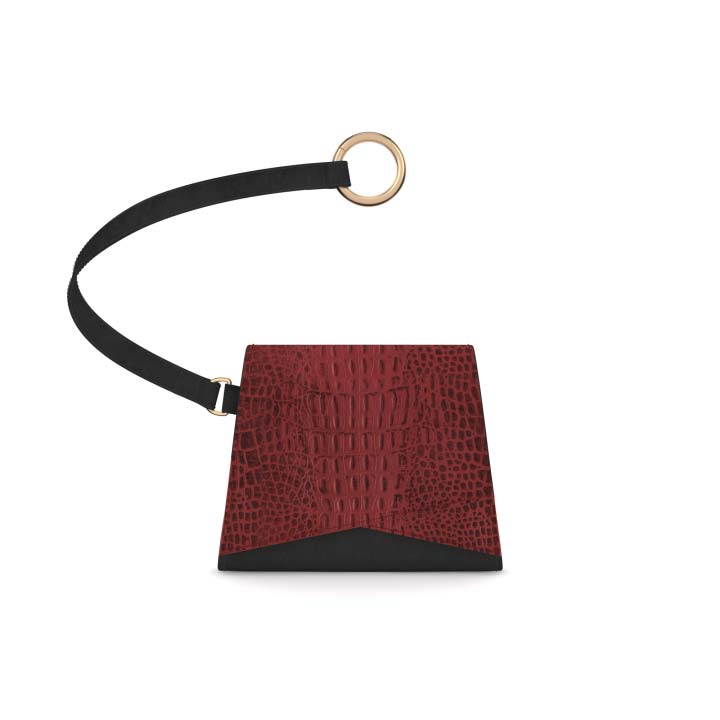 Verve Petite Pouch| Compact leather Accessory in Red & Black leather