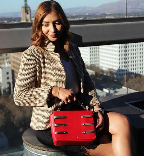 Asteria Evening Handbag in Red Leather