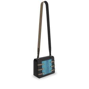 classic black leather bag with leather crossbody sling