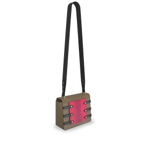 Small Crossbody Bag in Metallic Copper leather with Fuchsia pink phone pocket