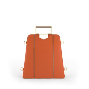 Bright Orange Leather Waterproof Lightweight Laptop Bag for Women 